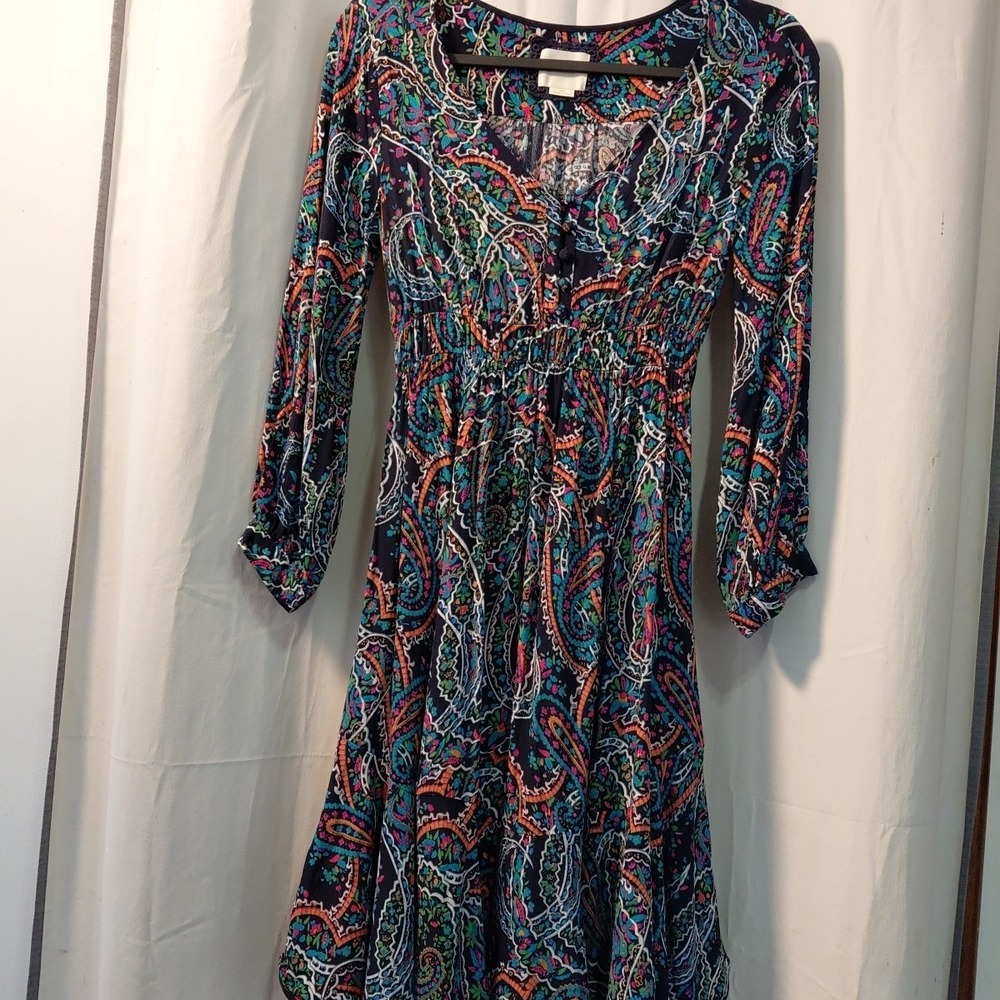 Maeve‎ By Anthropologie Babydoll Tiered Puff Sleeve Maplewood Paisley Boho